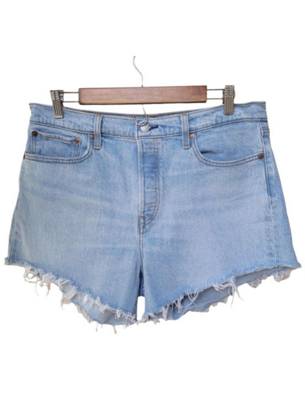 Levi's Custom Cut Off Wedgie Straight Button Fly Denim Shorts Size 32